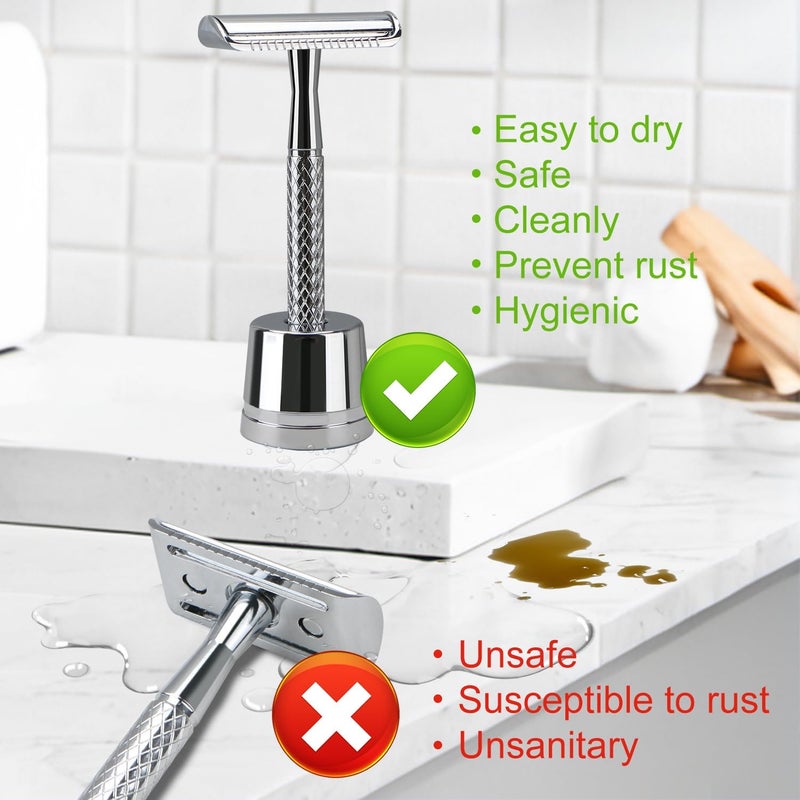 THURLADY Safety Razor Stand, Safety Razor Holder (Bright Silver) - Image 5